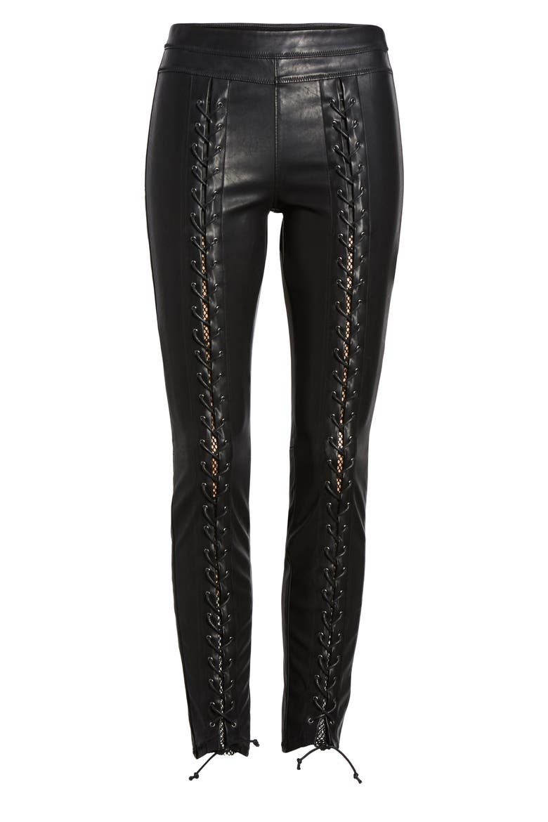 Lace-Up Faux Leather Pants, Alternate, color, EASY STREET