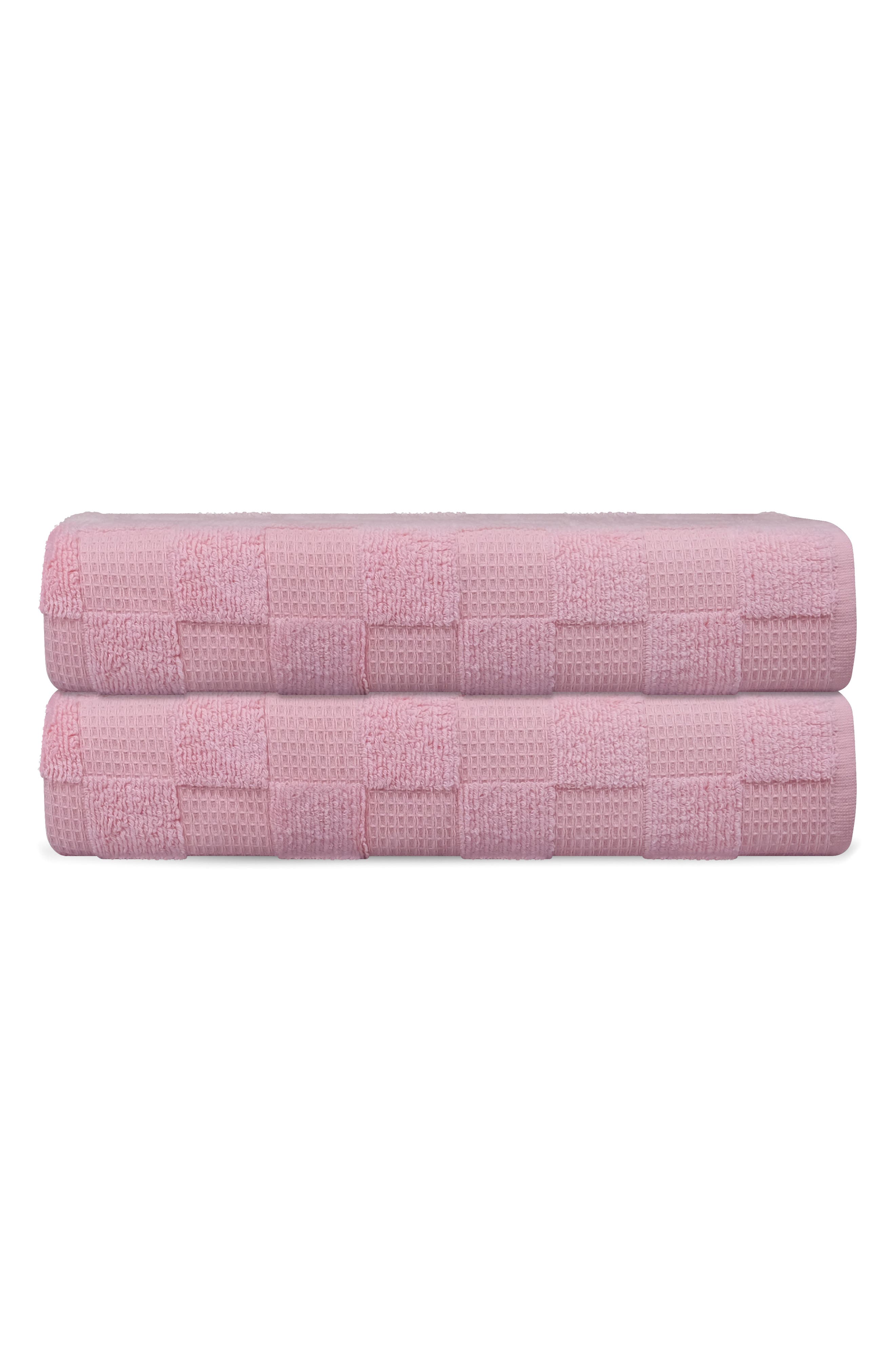 DePera Waffle Terry 2-Piece Turkish Cotton Bath Mat Set