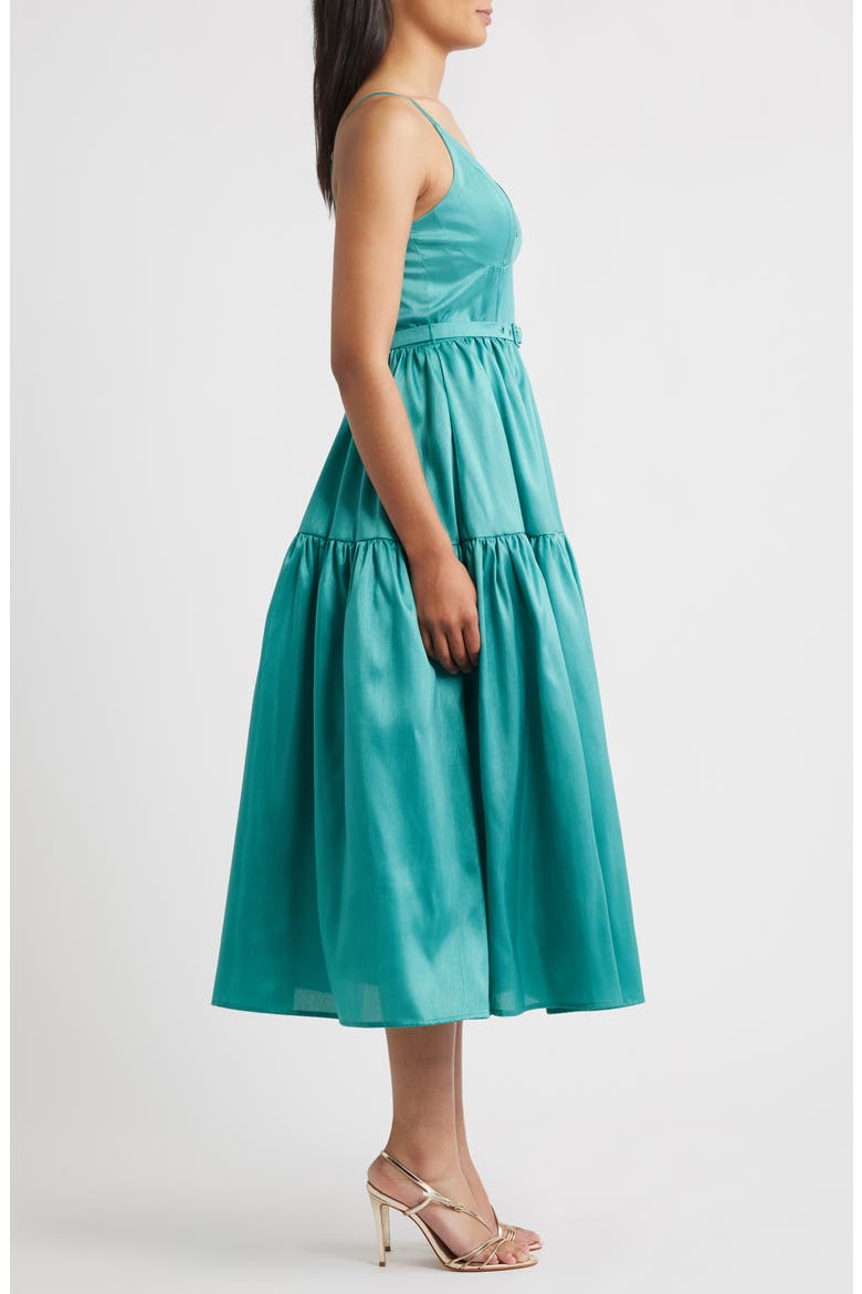 Belted Bustier Tiered Dress, Alternate, color, TEAL