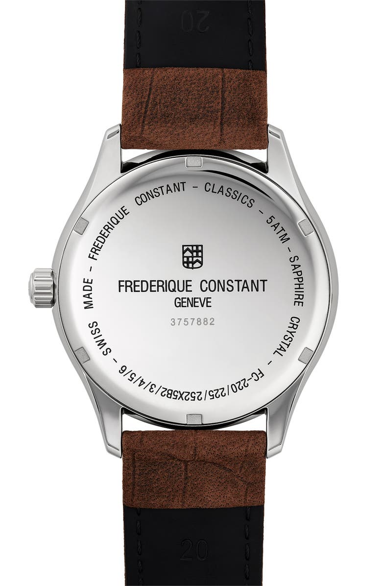 FREDERIQUE CONSTANT Classics Quartz Leather Strap Watch, 40mm, Alternate, color,