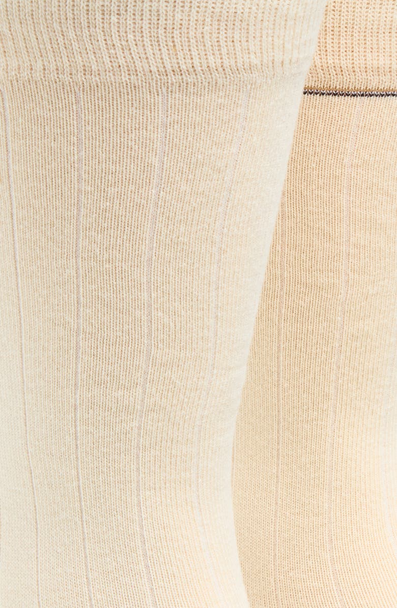 BOSS 2-Pack Ribbed Crew Socks, Alternate, color, Open White