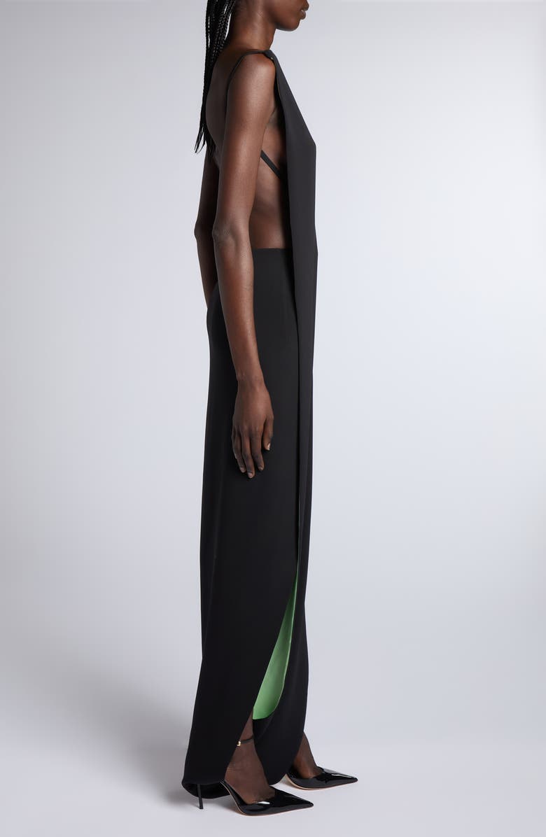 TOM FORD Infinity Geo Silk Stretch Georgette Backless Evening Gown, Alternate, color, Black/ Green