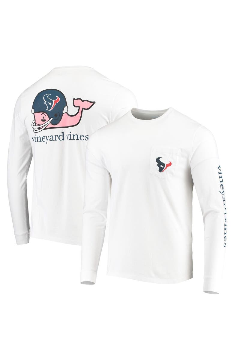 vineyard vines Men's Vineyard Vines White Houston Texans Whale Helmet Long Sleeve T-Shirt, Main, color,