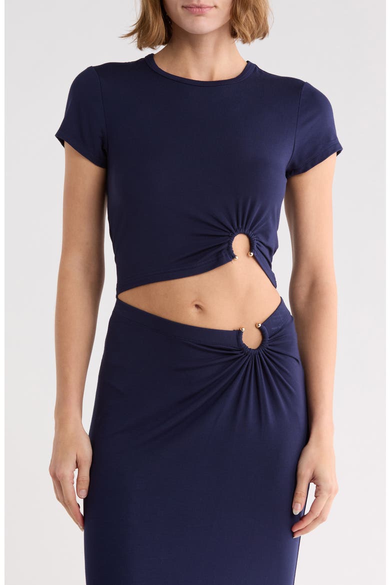 Metal Ring Jersey Crop Top, Main, color, HORIZON INK