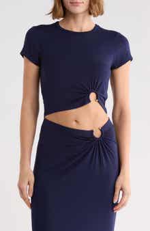 Metal Ring Jersey Crop Top
