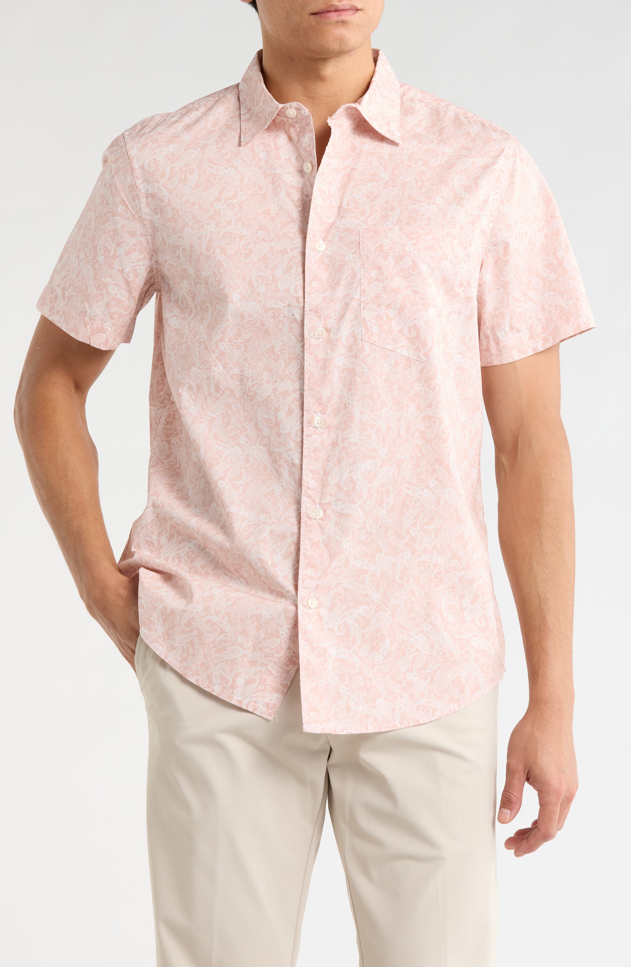 Short Sleeve Poplin Button-Up Shirt - image 3