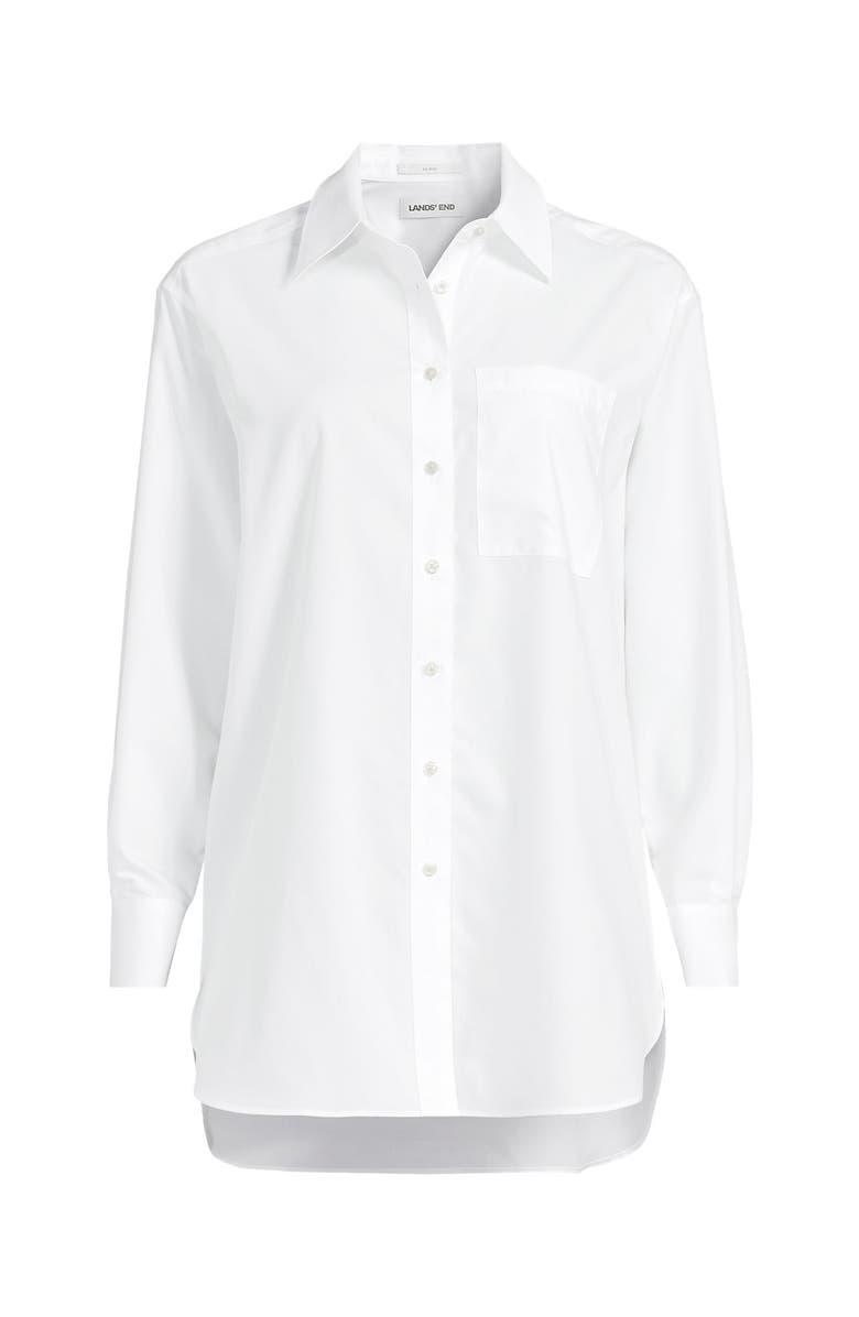 Lands' End No Iron Oversized Poplin Extra Long Tunic, Alternate, color, 