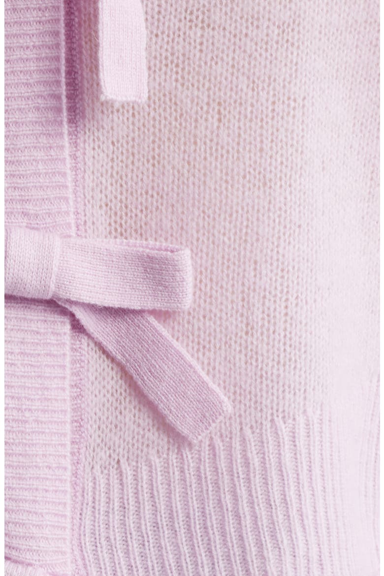 Luisella Bow Crop Cashmere Cardigan, Alternate, color, CLOUDED ROSE