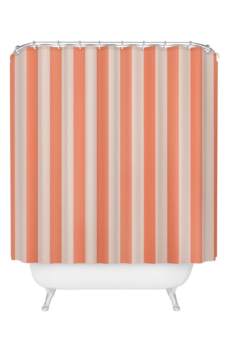 Deny Designs Baby Orange Stripe Shower Curtain, Main, color, Orange