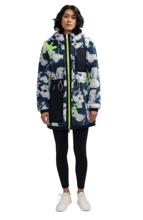 Scotch & Soda Water Repellent Faux Shearling Panel Hooded Jacket In Blue