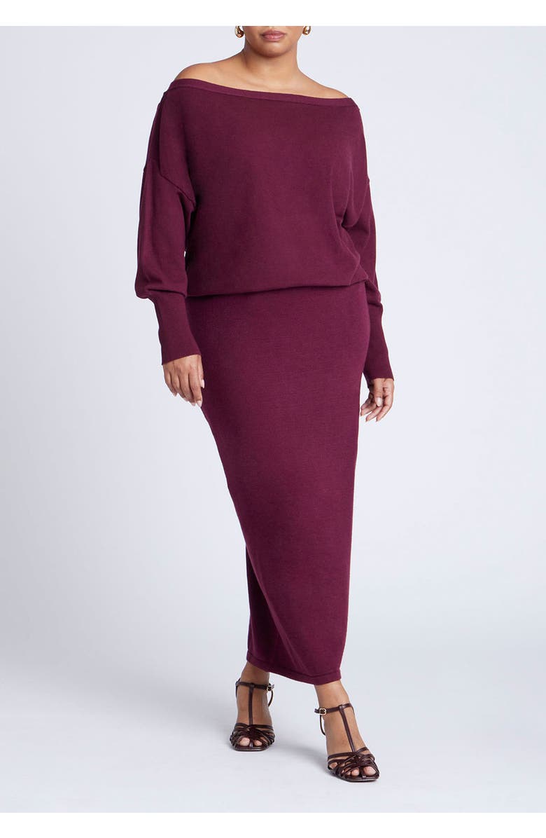 ELOQUII Slouchy Sweater, Alternate, color, Burgundy