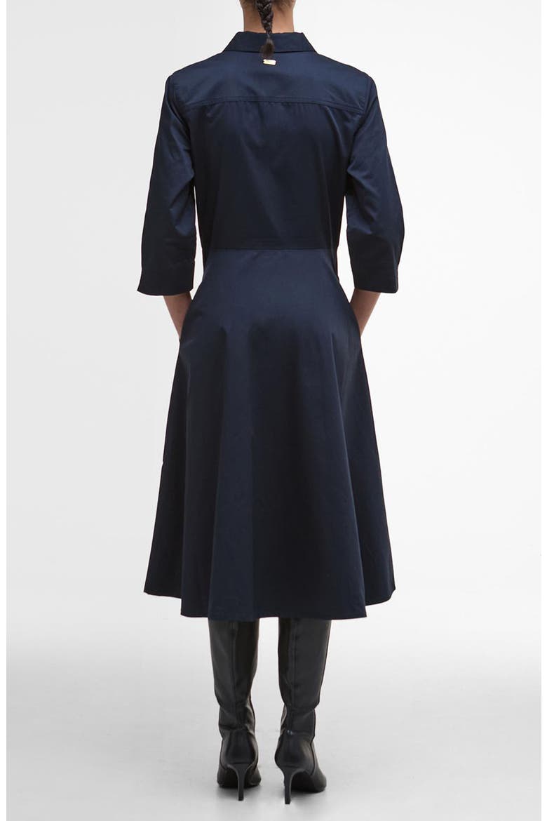 Saffron Cotton Fit & Flare Midi Shirtdress, Alternate, color, DARK NAVY