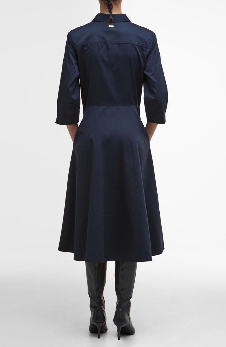 Barbour Saffron Cotton Fit & Flare Midi Shirtdress, Alternate, color, Dark Navy