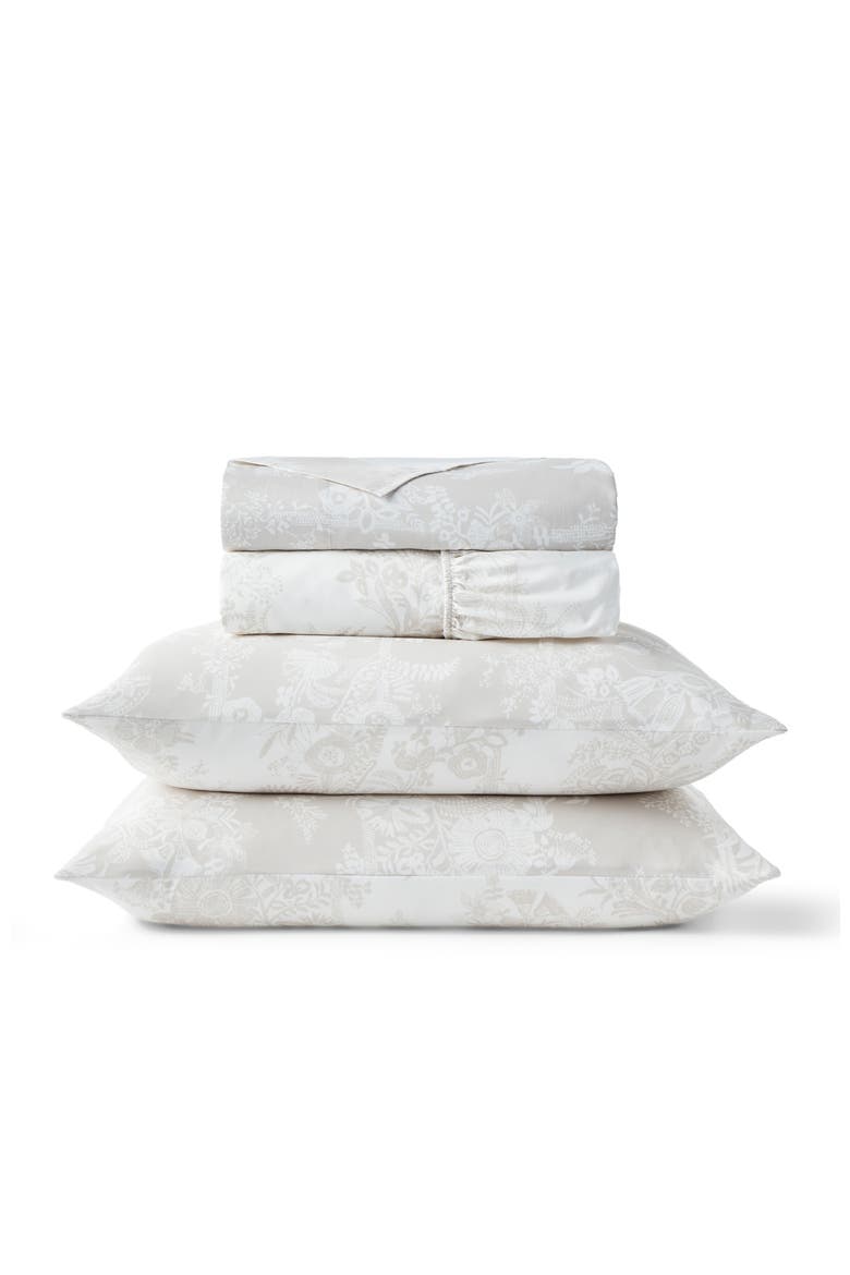 Beatrice Luxury Cotton Percale Jacquard Sheet Set Bundles, Main, color, Beige
