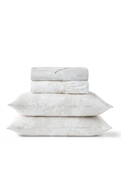 Beatrice Luxury Cotton Percale Jacquard Sheet Set Bundles