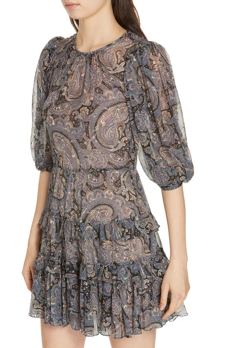 Slene Paisley Dress, Alternate, color, BLEU COMBO