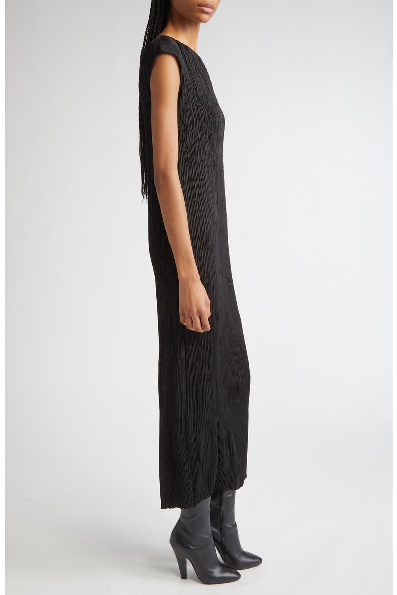 Smocked Plissé Cap Sleeve Dress, Alternate, color, BLACK