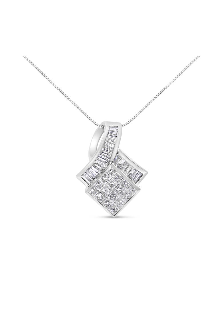 14k White Gold 2 1/10 Cttw Geometric Diamond Pendant Necklace - NO CHAIN INCLUDED, Main, color, White