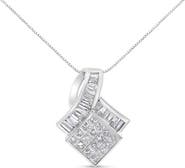 Haus of Brilliance 14k White Gold 2 1/10 Cttw Geometric Diamond Pendant Necklace - NO CHAIN INCLUDED