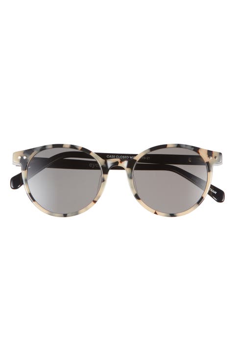 Case Closed 50mm Polarized Round Sunglasses (Wide)