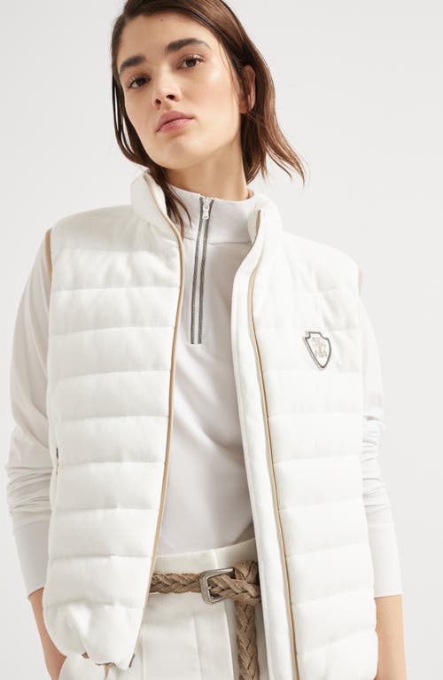 Brunello Cucinelli Quilted High Collar Sleeveless Jacket In White