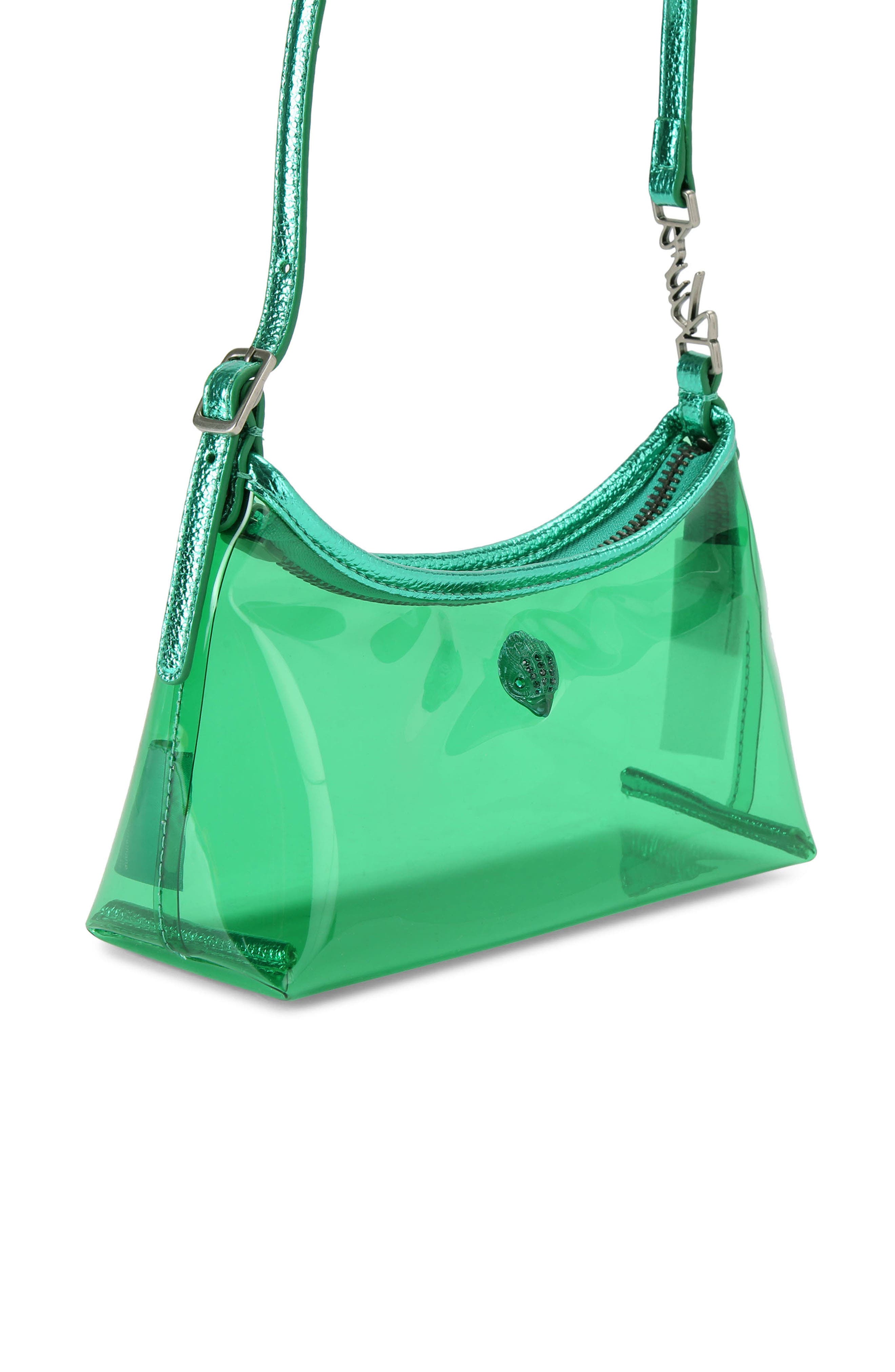 Kurt Geiger London Mini Kurt Transparent Shoulder Bag, Alternate, color, Turquoise Green