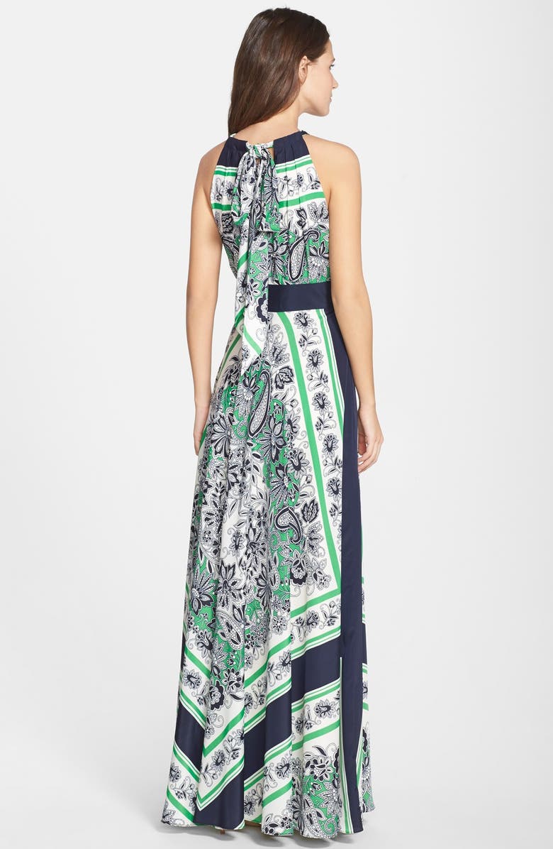 Eliza J Scarf Print Halter Maxi Dress, Alternate, color, 