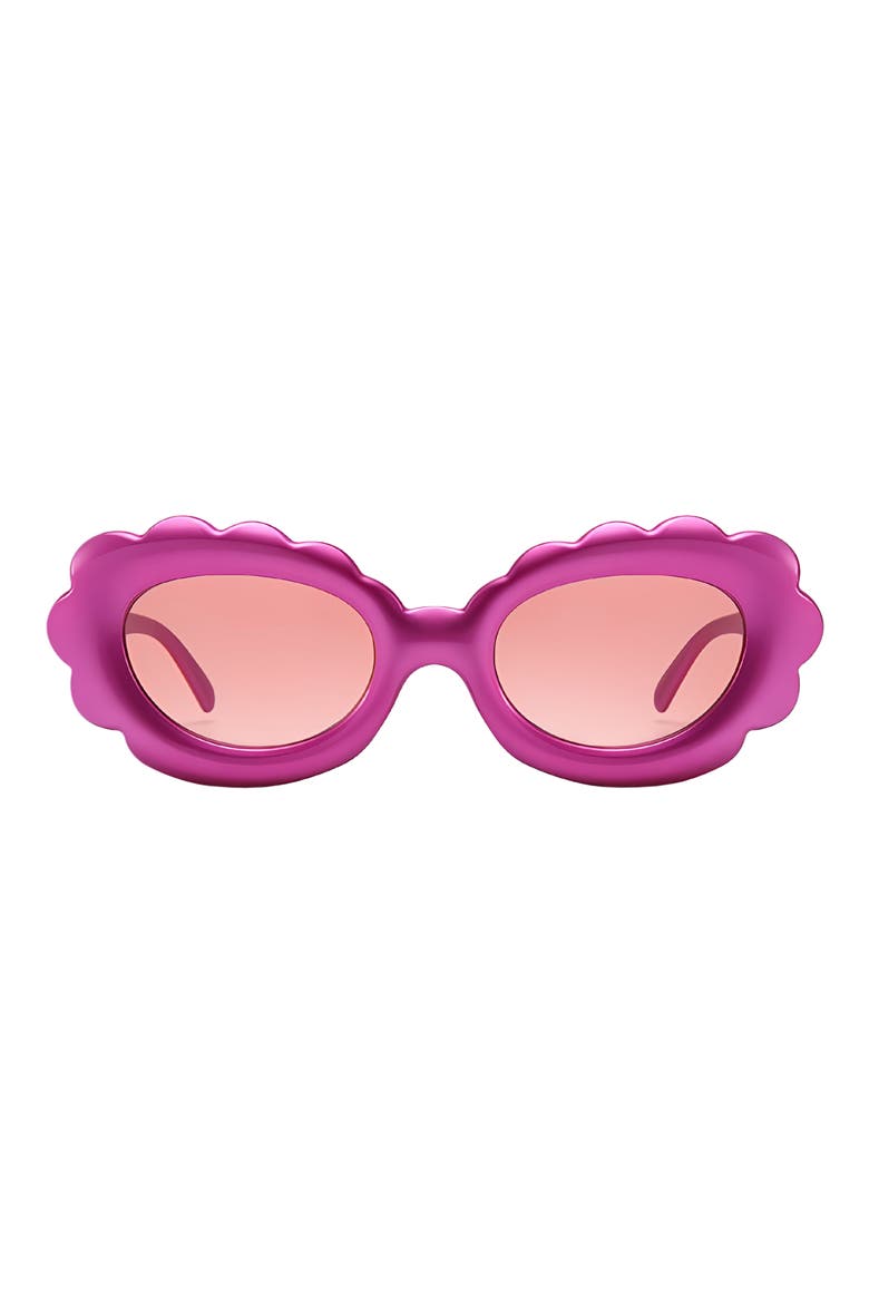 Lilah 74mm Polarized Oversize Oval Sunglasses, Main, color, MAGENTA / PINK