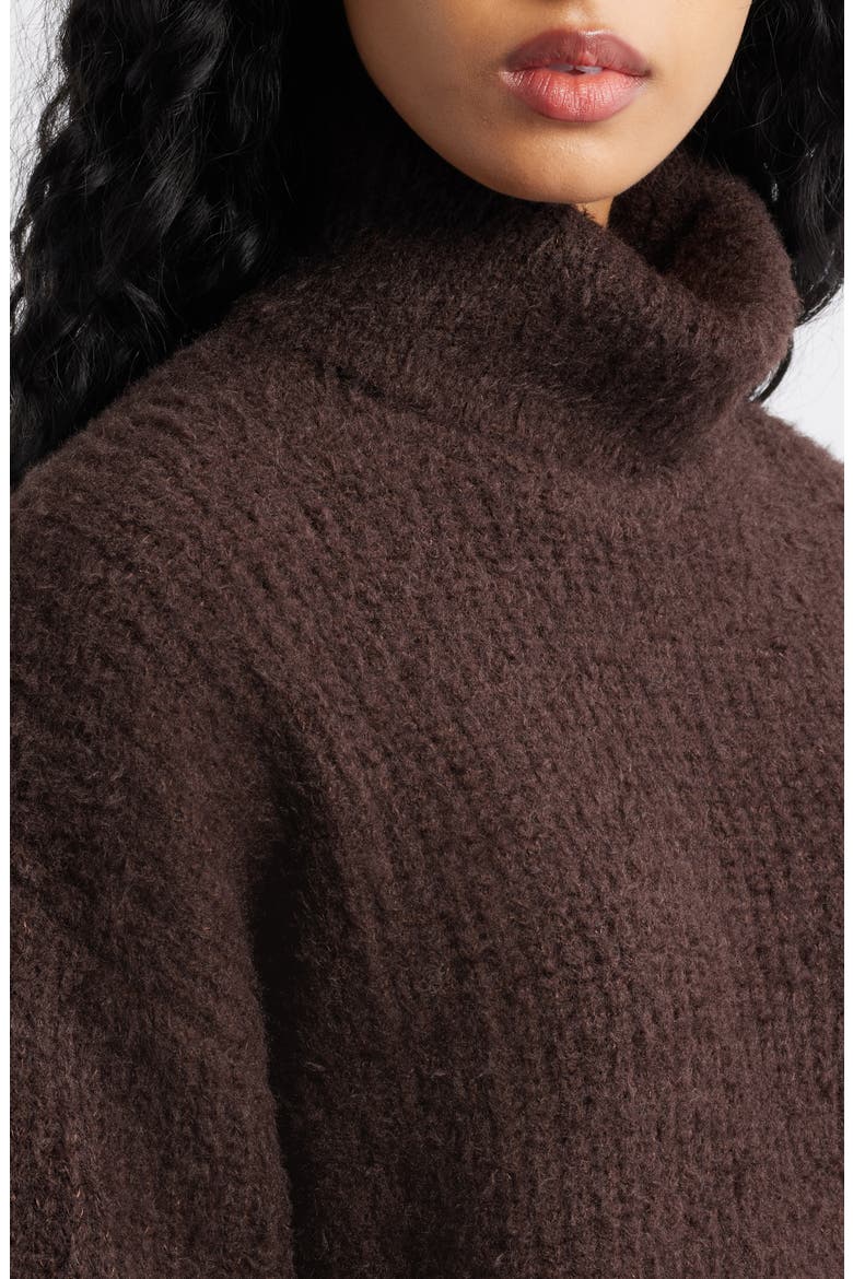 Fuzzy Turtleneck Sweater, Alternate, color, BROWN COFFEE