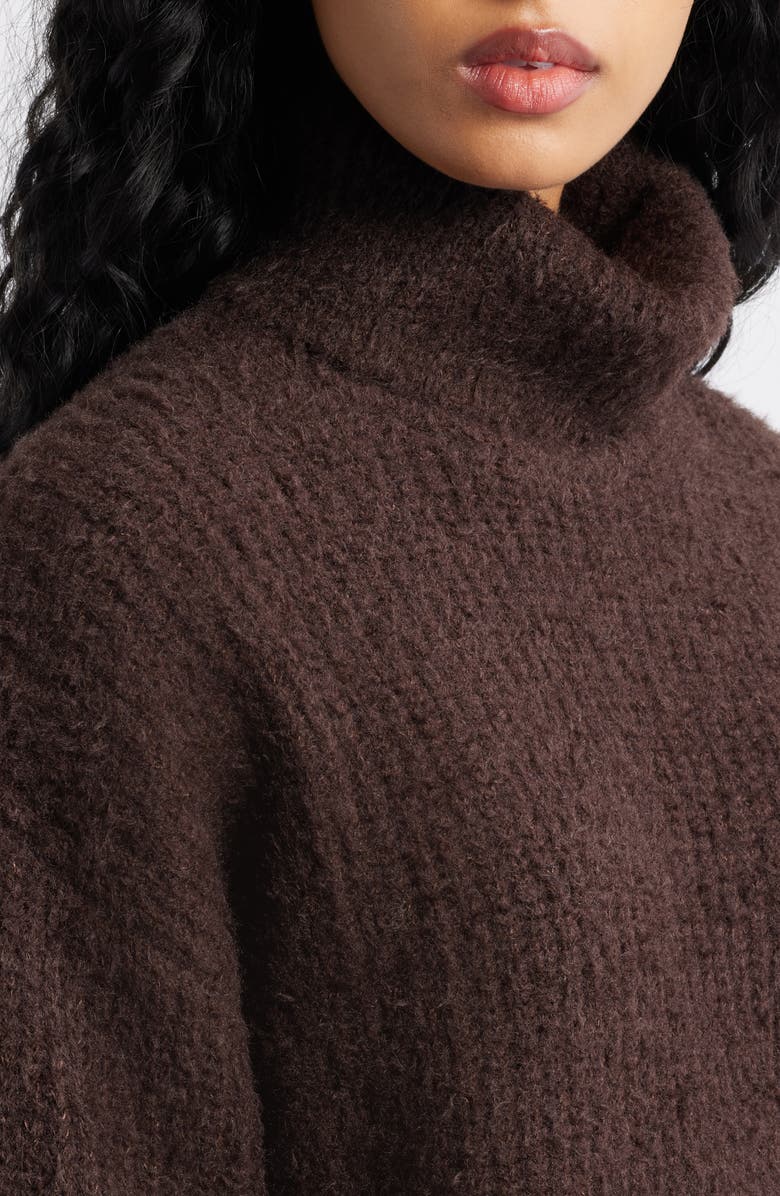 BP. Fuzzy Turtleneck Sweater, Alternate, color, Brown Coffee