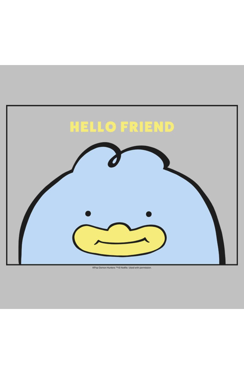 KPop Demon Hunters Women's KPop Demon Hunters Hello Friend Duck Graphic T-Shirt, Alternate, color, Athletic Heather