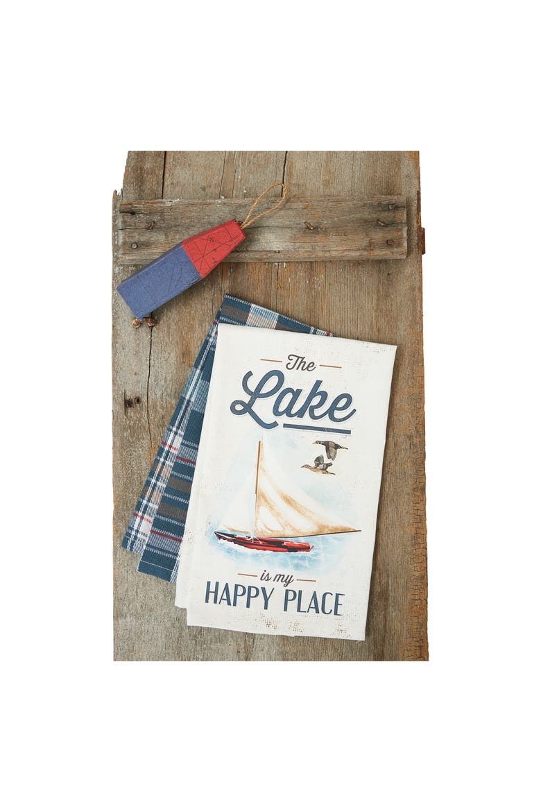 Lakeside Is My Happy Place Dishtowel Set of 2, Alternate, color, Blue