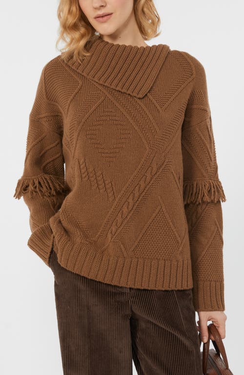 Weekend Max Mara Omens Hazelnut Brown Mastro Fringed Jumper In Brown