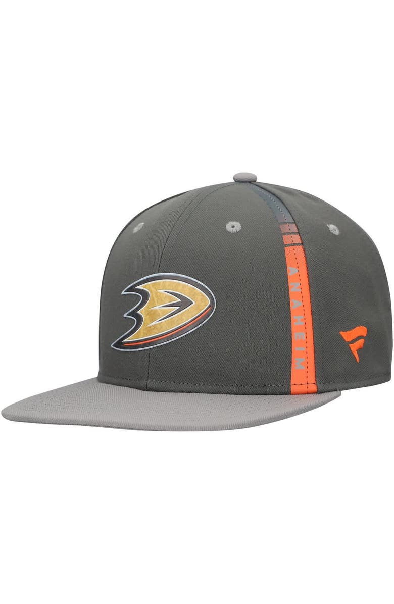FANATICS Men's Fanatics  Charcoal Anaheim Ducks Authentic Pro Ice Snapback Hat, Main, color, 