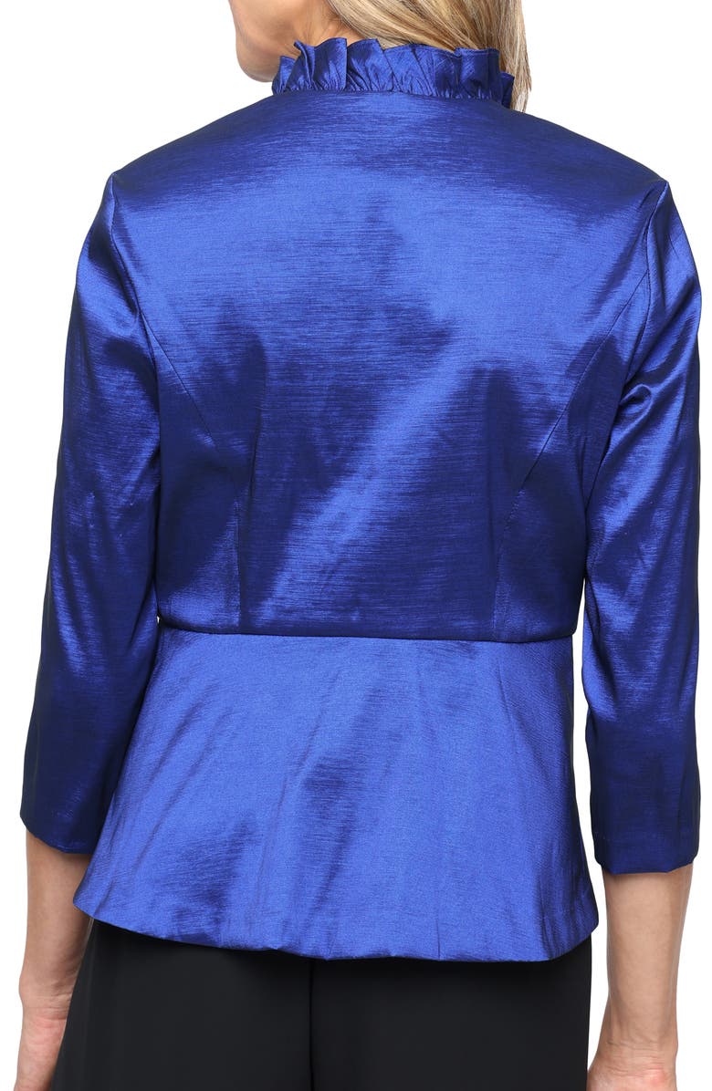 Alex Evenings Stretch Taffeta Faux Wrap Peplum Top, Alternate, color, Royal