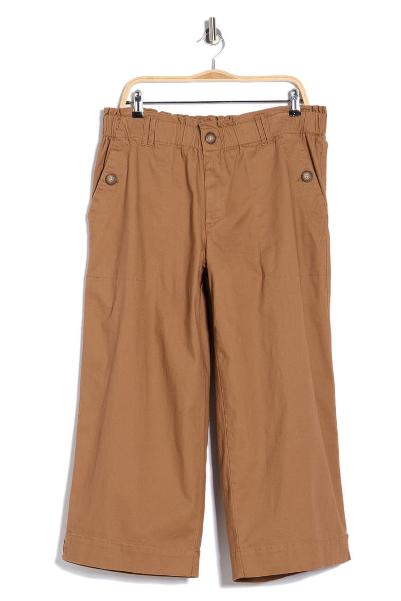 Button Pocket Crop Wide Leg Pants, Alternate, color, CANDIED WALNUT