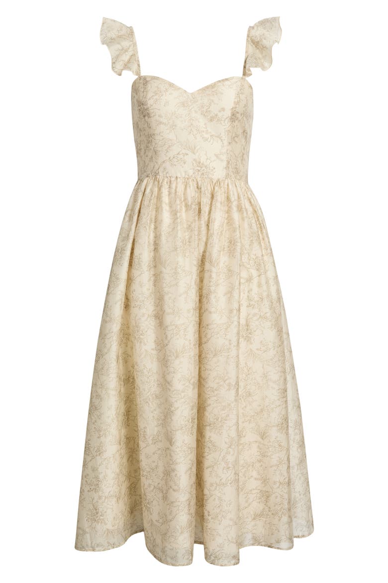 Mara Ruffle Strap Midi Dress, Alternate, color, CREAM/ SAGE