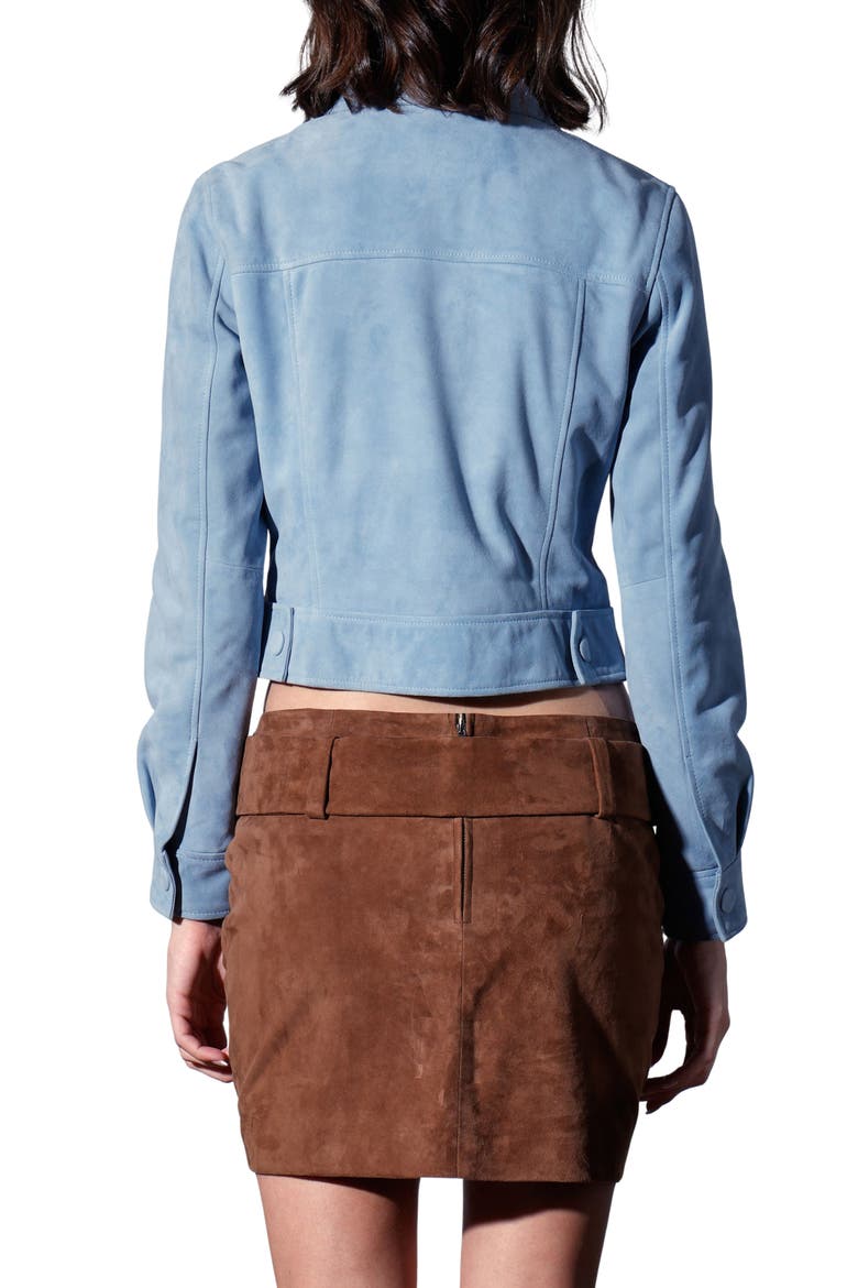 Kacey Leather Jacket, Alternate, color, BABY BLUE SUEDE