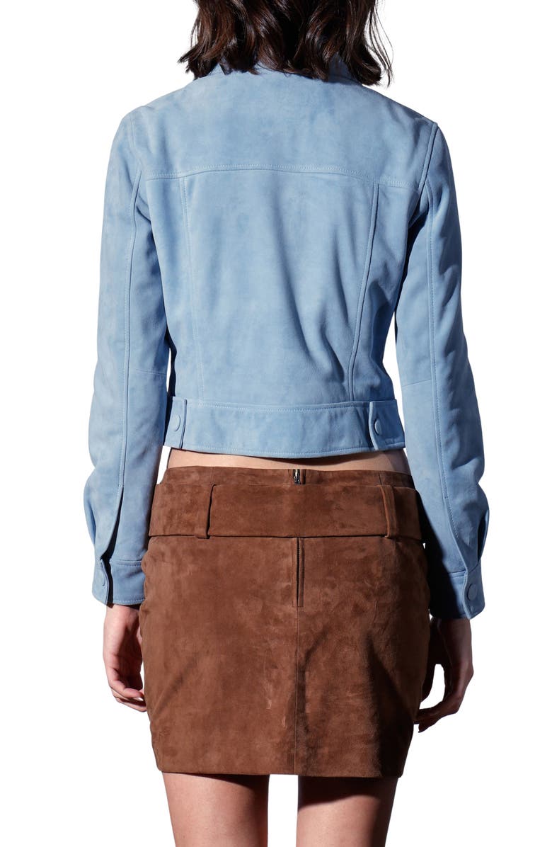 Walter Baker Kacey Leather Jacket, Alternate, color, Baby Blue Suede