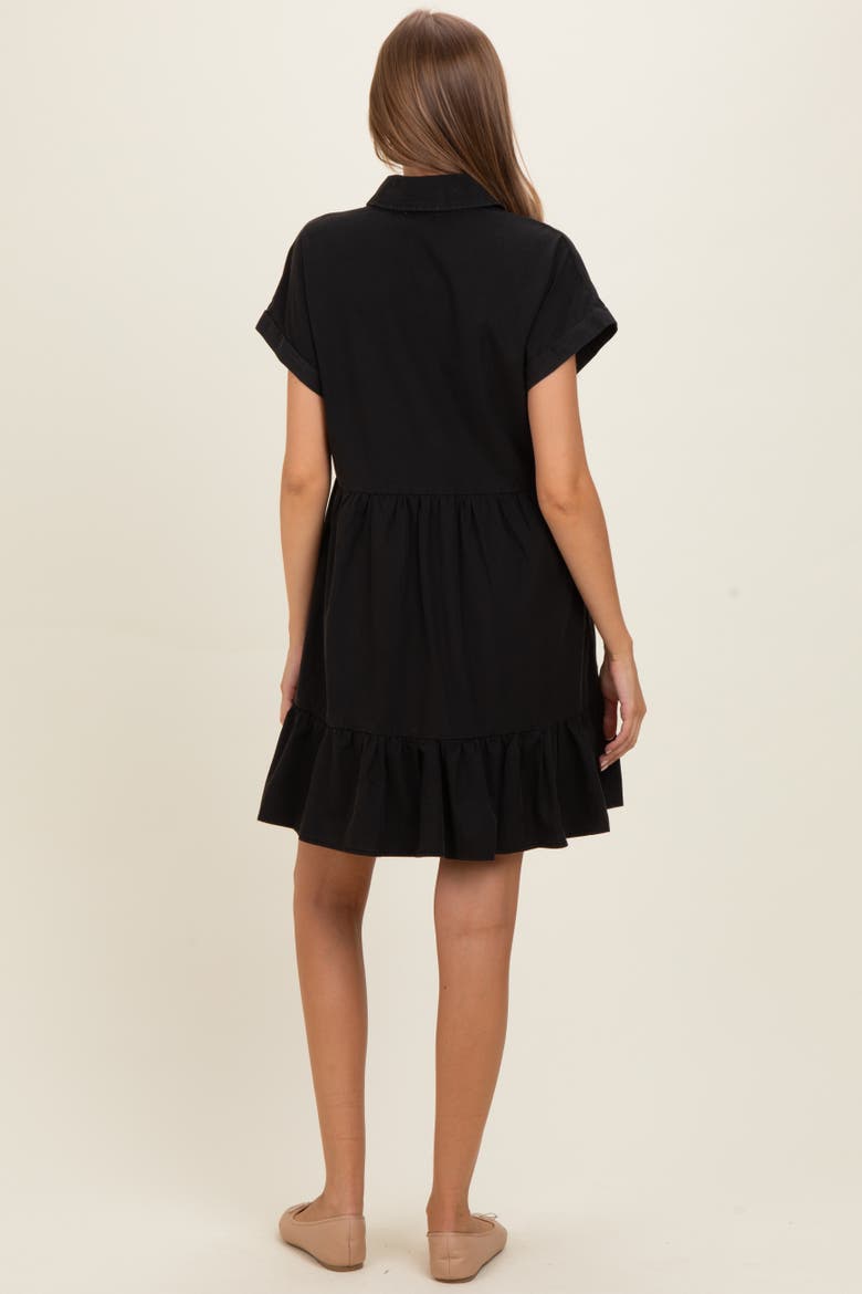 Button Down Mini Dress, Alternate, color, Black