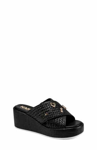 KARL LAGERFELD PARIS Caleigh Woven Platform Wedge Sandal