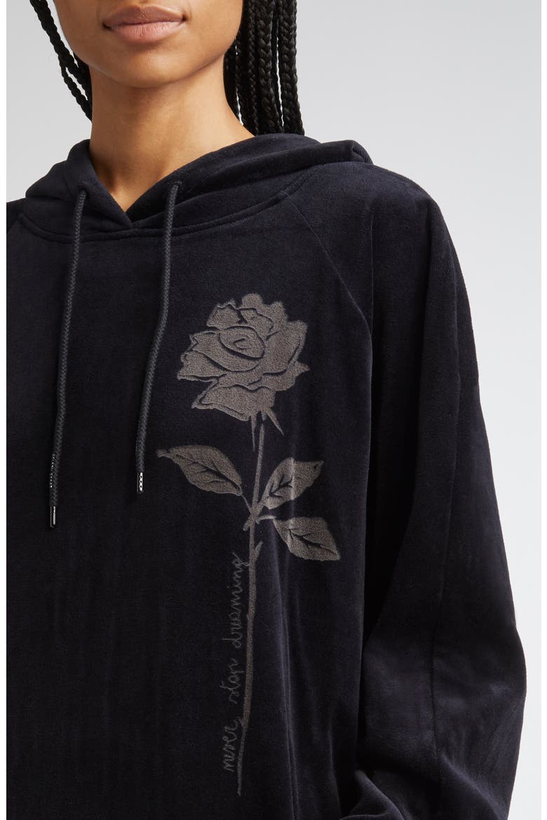 Journey Collection Long Sleeve Velour Hoodie Minidress, Alternate, color, BLACK