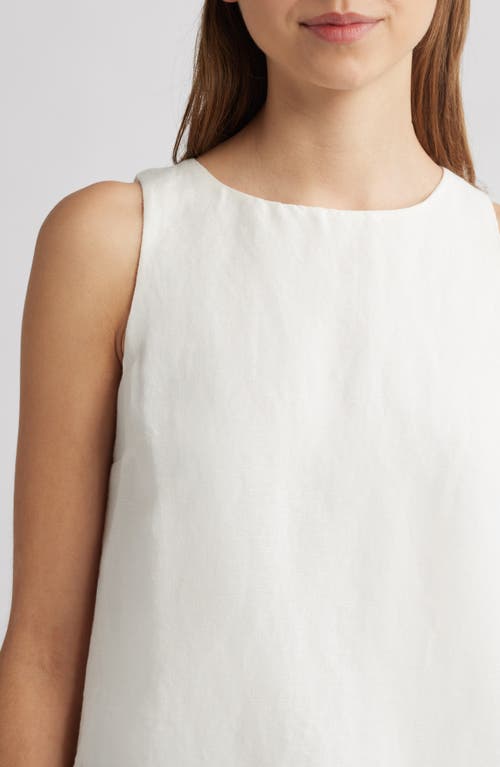 French Connection Birdie Tie Back Cutout Linen Blend Tank In 10-summer White