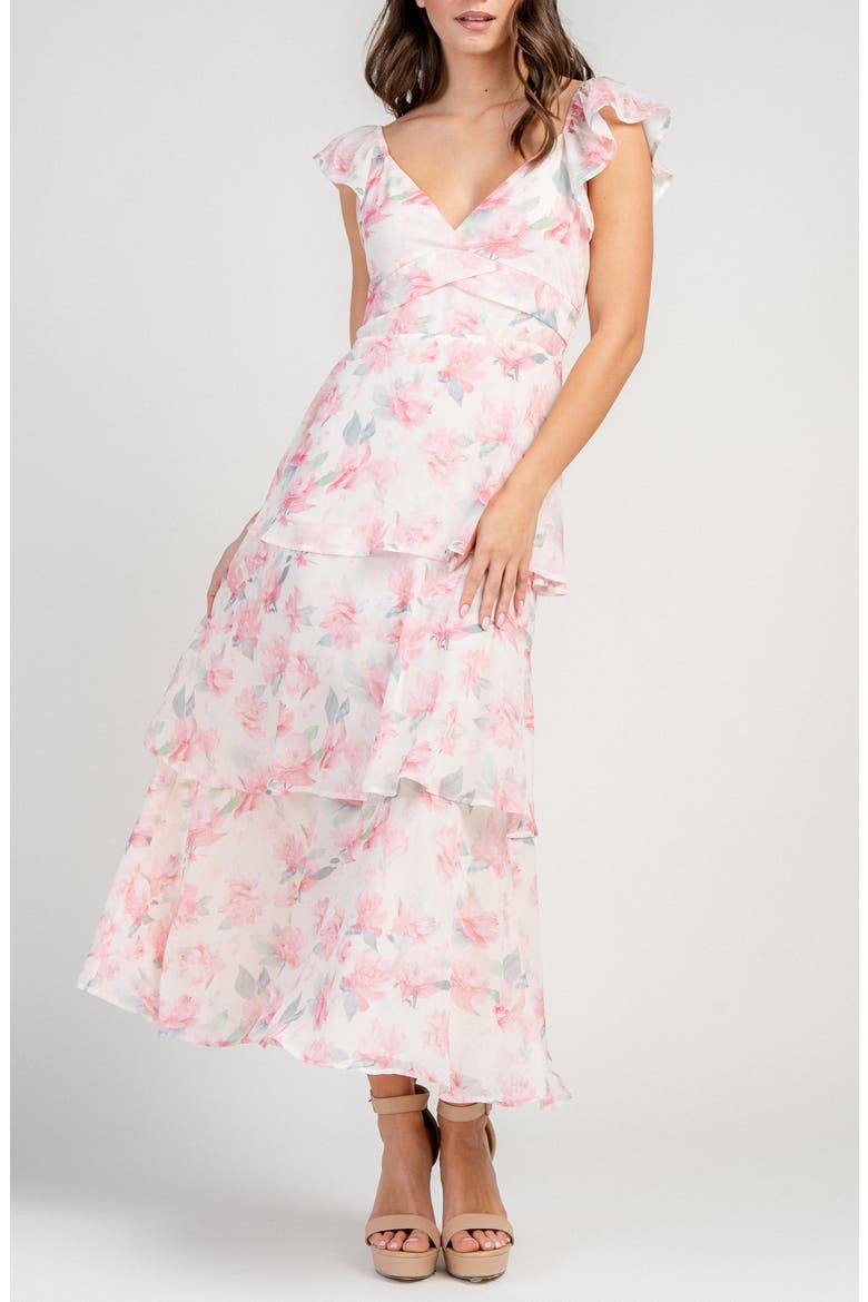 Floral Tiered Maxi Dress, Main, color, PINK FLORAL