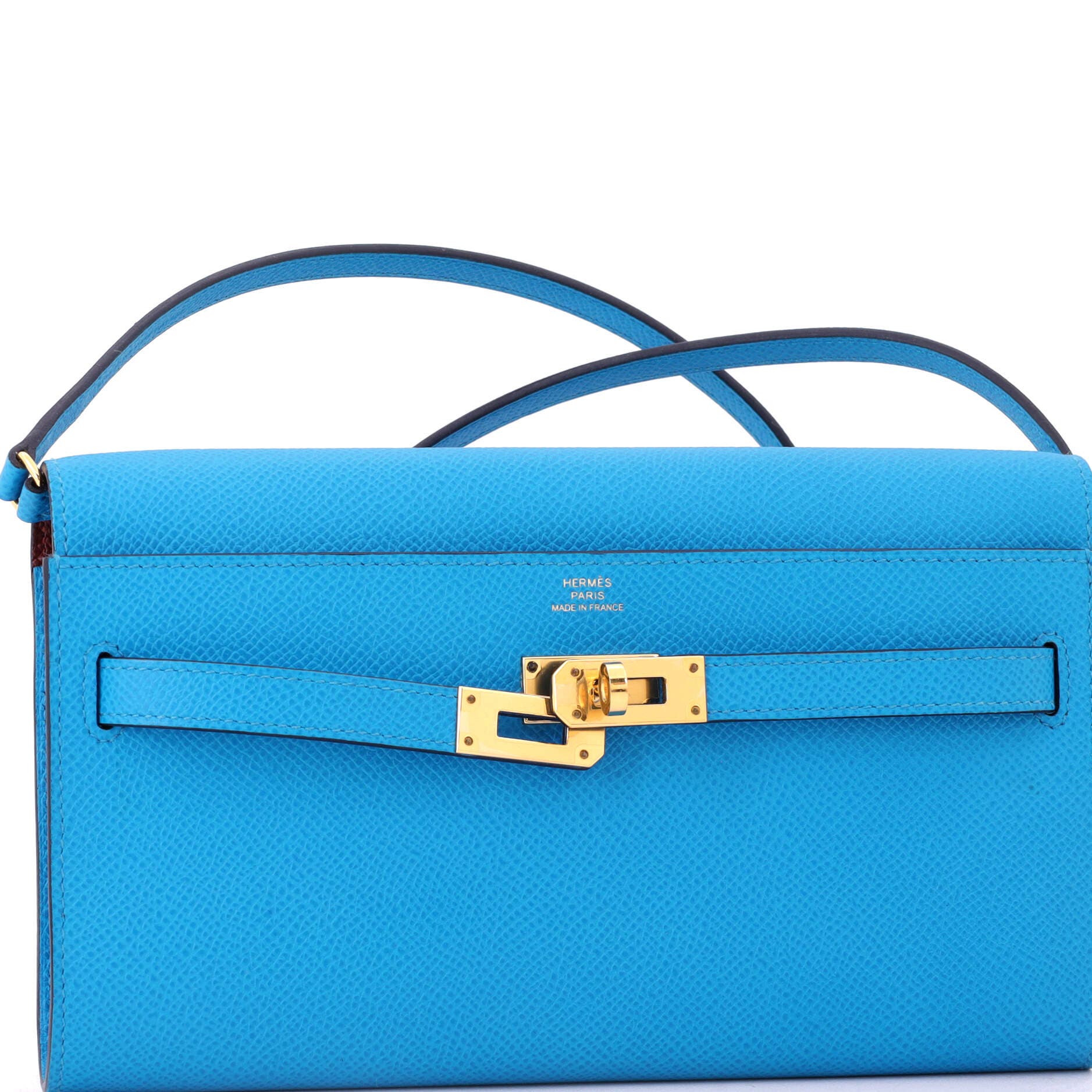 Pre-Owned Hermes Kelly To Go Wallet Verso Epsom, Alternate, color, Verso - Bleu Frida/Rouge H