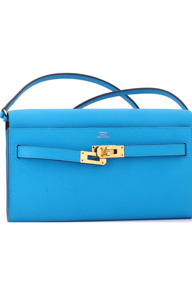 Pre-Owned Hermes Kelly To Go Wallet Verso Epsom, Alternate, color, Verso - Bleu Frida/Rouge H