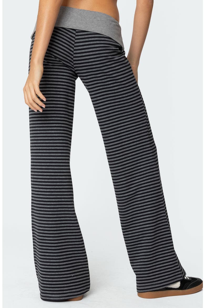 Meggy Colorblock Stripe Foldover Pants, Alternate, color, BLACK-AND-GRAY