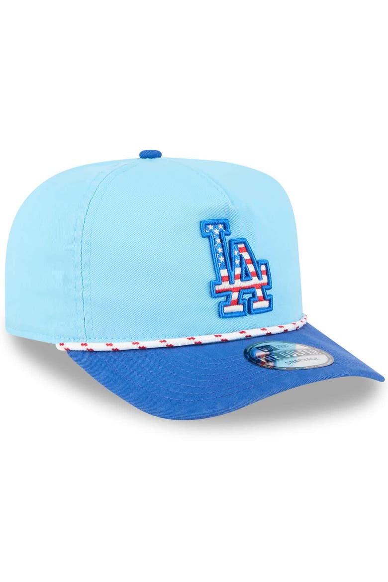 Men's New Era Light Blue/Royal Los Angeles Dodgers 2025 Fourth of July Golfer Snapback Hat, Alternate, color, Light Blue