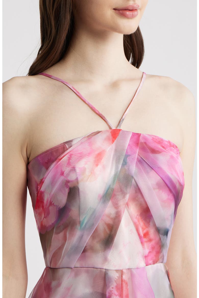 Floral Print Strap Ballgown, Alternate, color, ROSE