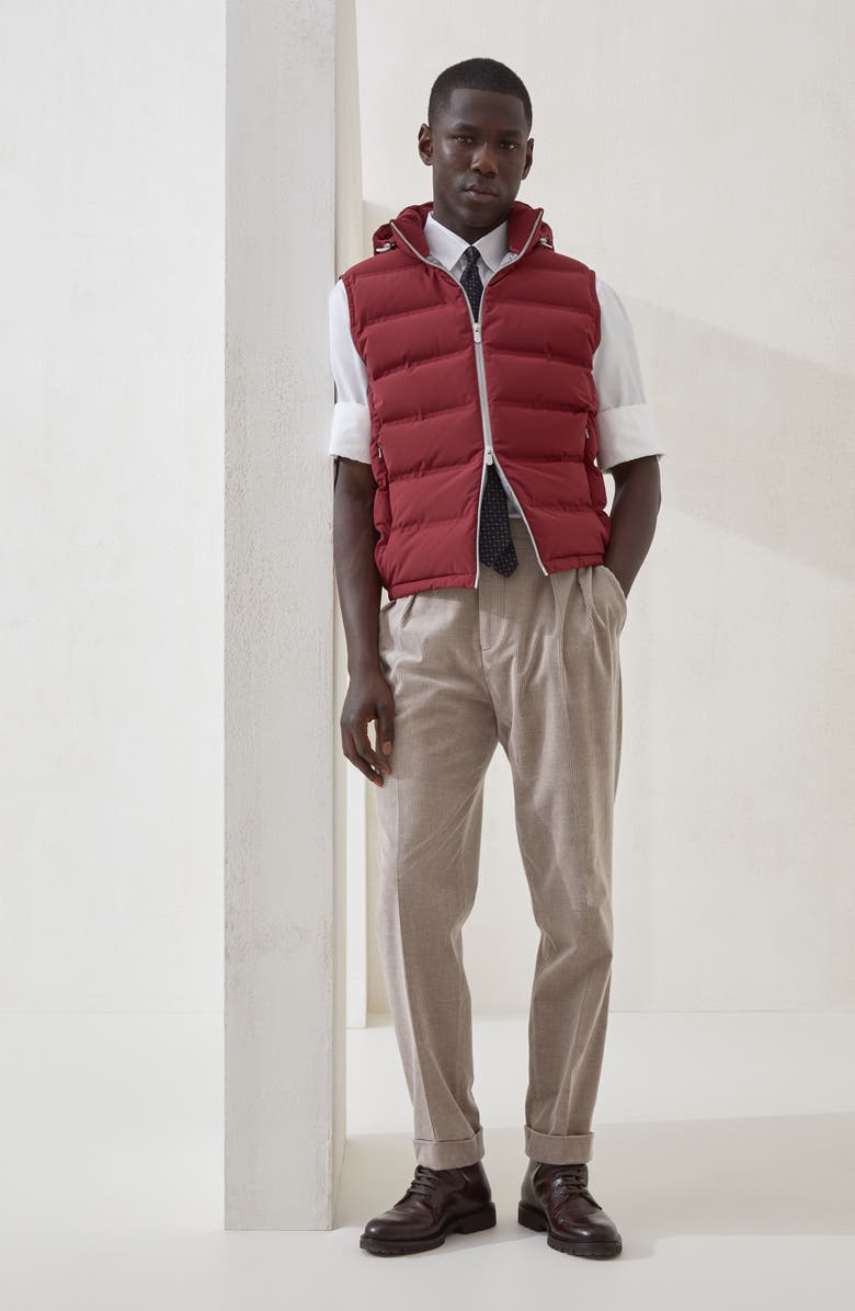 Brunello Cucinelli Taffeta down vest, Alternate, color, Purple-Red